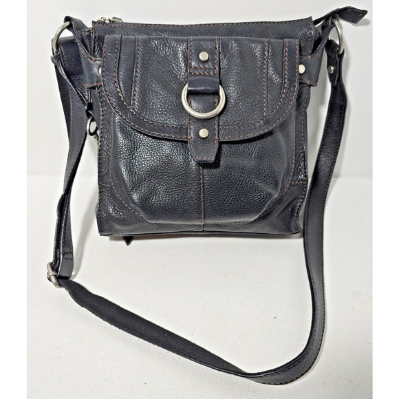 Fossil Milo Crossbody Bag Long Live Vintage Black Pebble Leather w/Organizer - Picture 1 of 12